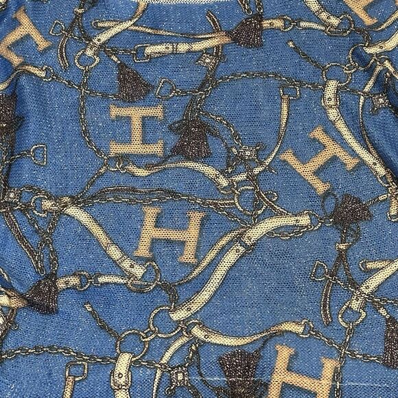 Free For Humanity Sweater Size 8 Viscose Halston Graphic Metallic Chains Italy - Picture 4 of 5